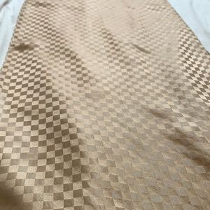 Gold Checkered Silk Rectangle Scarf | Gold Champagne 100% Silk Scarf
